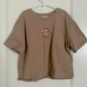 Tan Mushroom Boxy Crop Top
